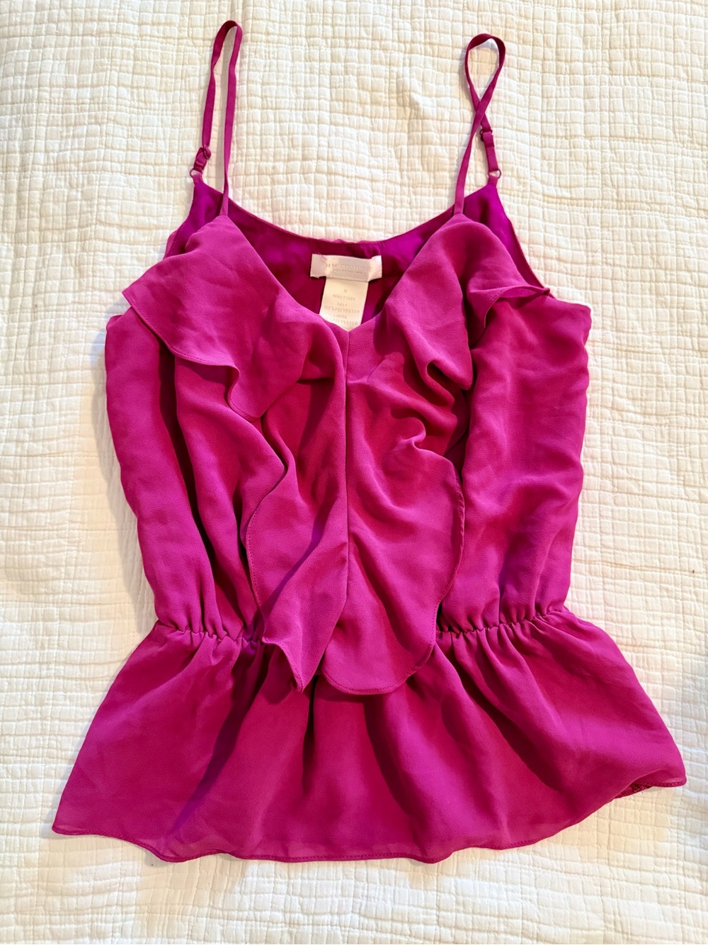 Miss Me Ruffle Cami Top Size M Fuchsia Pink Adjustable Straps NWT Romantic